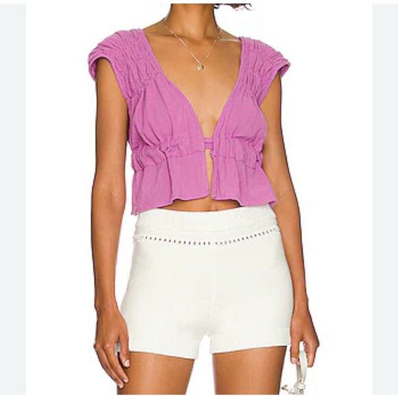 Free People Hot Spell Orchard Plum Cotton Crop Top Size XL - Picture 1 of 8